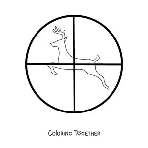 Coloring page of a deer hunting symbol