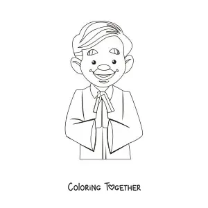 Coloring page of a cartoon judge with a mustache