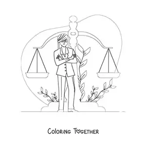 Coloring page of a woman lawyer