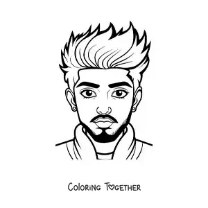 Coloring page of Zayn Malik in cartoon style