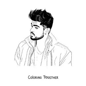 Coloring page of a portrait of the singer Zayn Malik
