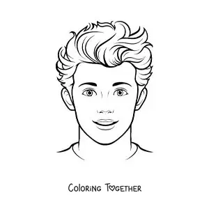 Coloring page of Shawn Mendes in cartoon style