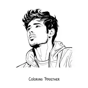 Coloring page of a portrait of Sebastian Yatra