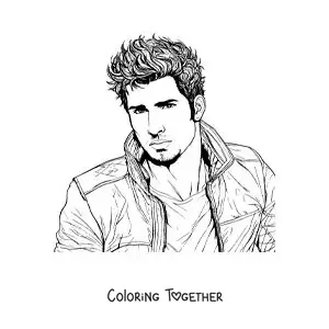 Coloring page of Sebastian Yatra in cartoon style