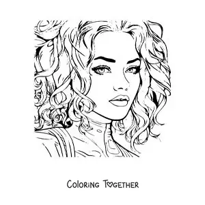 Coloring page of Karol G in cartoon style