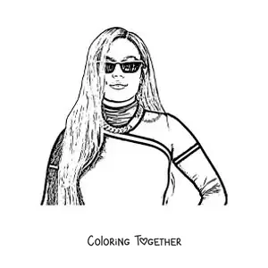 Coloring page of Karol G with sunglasses