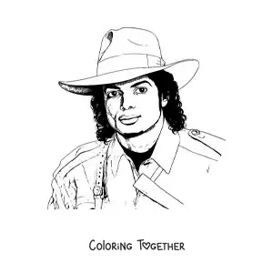 Coloring page of a portrait of Michael Jackson