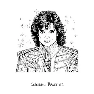 Coloring page of a realistic portrait of Michael Jackson