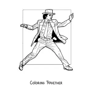 Coloring page of Michael Jackson dancing