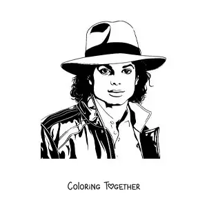 Coloring page of the face of Michael Jackson