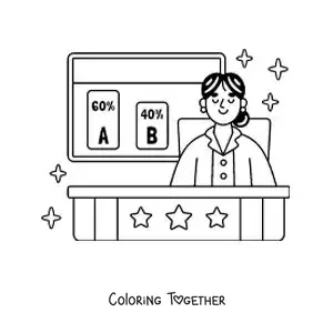 Coloring page of a journalist on the television news channel