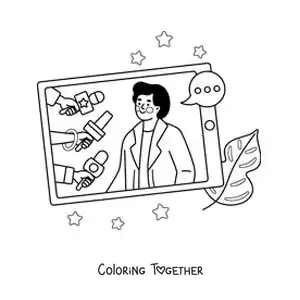 Coloring page of a smartphone showing the news on its screen