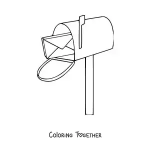 Coloring page of a letter in a mailbox