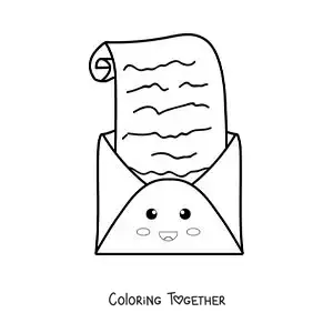 Coloring page of an animated letter