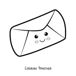 Coloring page of an animated envelope