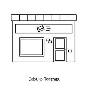Coloring page of a post office