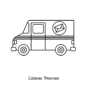 Coloring page of a postal service truck