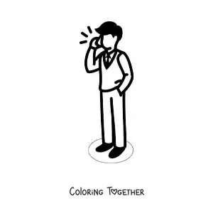 Coloring page of a man talking on the phone