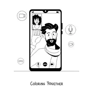 Coloring page of a video call on a smartphone