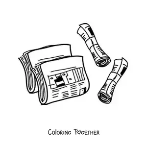 Coloring page of printed newspapers