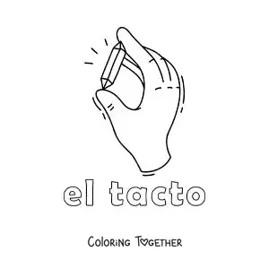 Coloring page of a hand touching glass