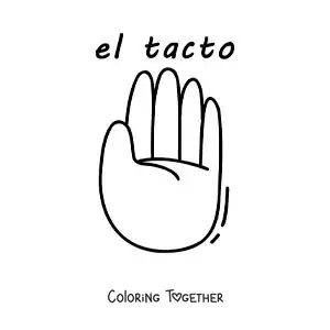 Coloring page of an educational worksheet on the sense of touch