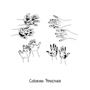 Coloring page of dirty palms of the hands