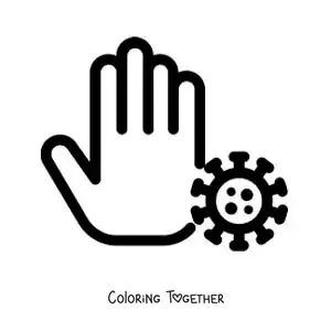 Coloring page of a dirty hand contaminated by a virus
