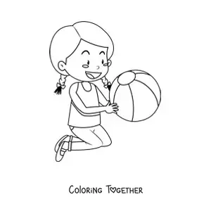 Coloring page of a girl with an inflatable ball