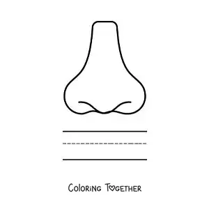 Coloring page of an educational activity for kids about the sense of smell