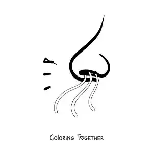Coloring page of a nose smelling
