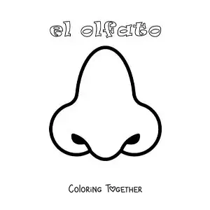 Coloring page of the nose and the sense of smell for kids