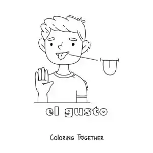 Coloring page of the sense of taste in the human body for kids