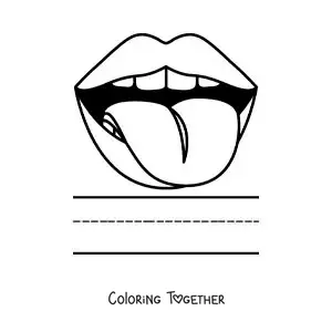 Coloring page of an educational activity for kids about the sense of taste