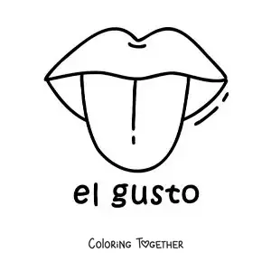 Coloring page of an educational worksheet on the sense of taste
