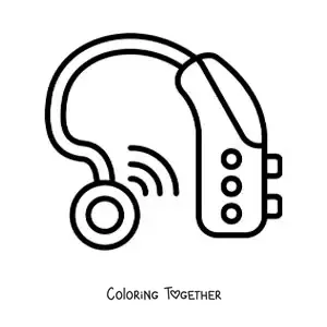 Coloring page of a hearing aid