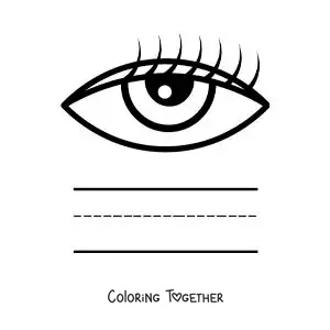 Coloring page of an educational activity for kids about the sense of sight