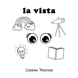 Coloring page of symbols of the sense of sight for kids