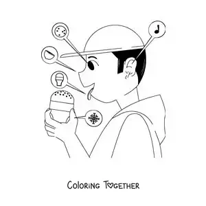Coloring page of the location of the 5 senses in the human body