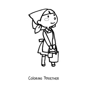 Coloring page of a cartoon housewife