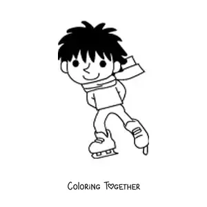 Coloring page of a boy ice skating
