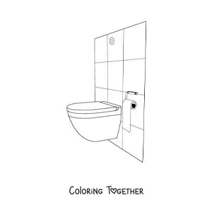 Coloring page of the toilet and the toilet paper in the bathroom
