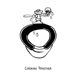 Coloring page of a toilet