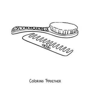 Coloring page of a brush and a comb
