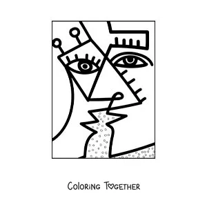 Coloring page of modern art in the style of Pablo Picasso