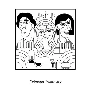 Coloring page of Picasso's cubism for kids