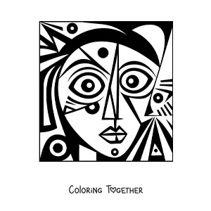 Coloring page of art in the style of Picasso for kids