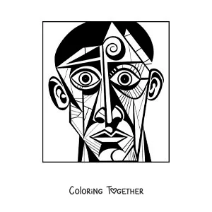 Coloring page of a painting inspired by Picasso