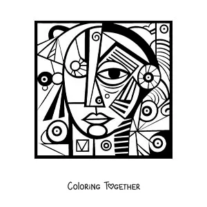 Coloring page of a painting inspired by Picasso for kids
