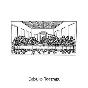 Coloring page of a famous Leonardo da Vinci painting
